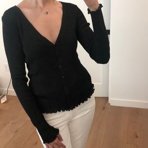 BB Dakota metallic knit button down cardigan top